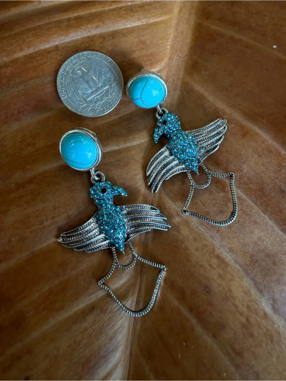 Turquoise Bird Drop Earrings